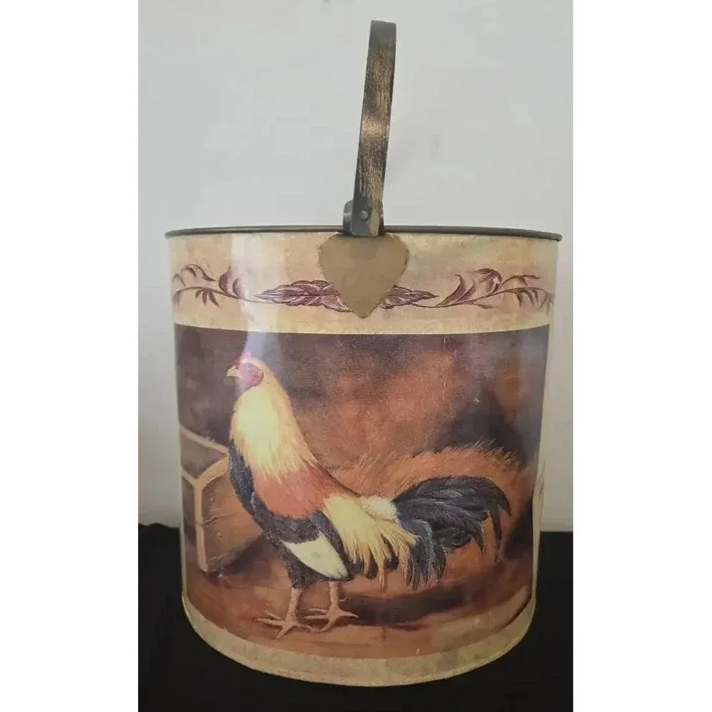 Rooster Décor Metal Bucket